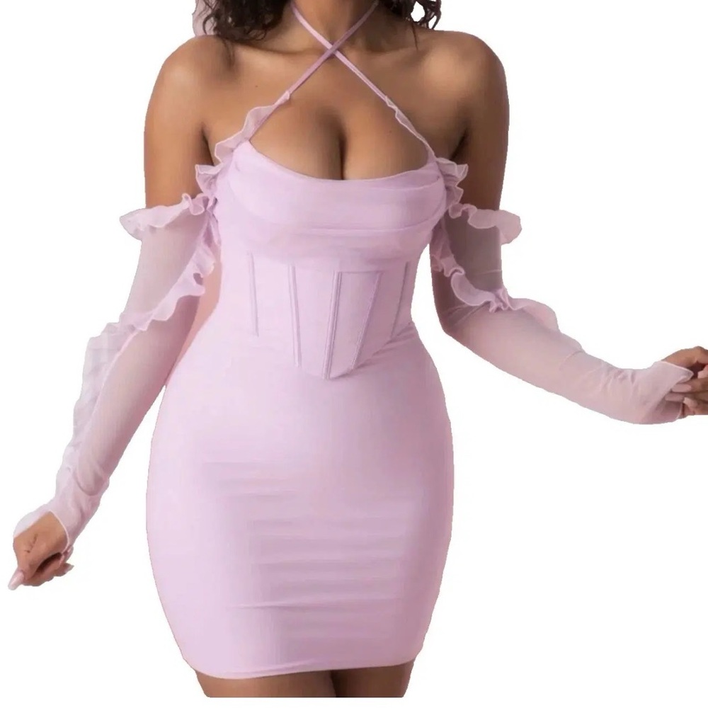 Oh Polly Ruffled Off Shoulder Dress Lilac Size: US 6 - Picture 1 of 8